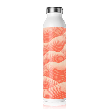 Hues of Orange and Beige Wave Pattern Slim Water Bottle