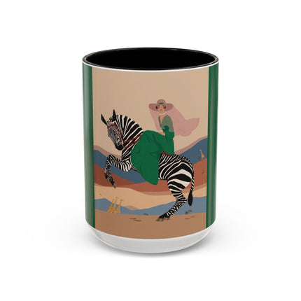 Zebra Rider Colorful Mugs – Safari Chic & Art Deco Adventure