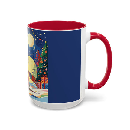 🌙🎿 The Moonlit Christmas Skier Colorful Mug – Whimsical Holiday Fantasy