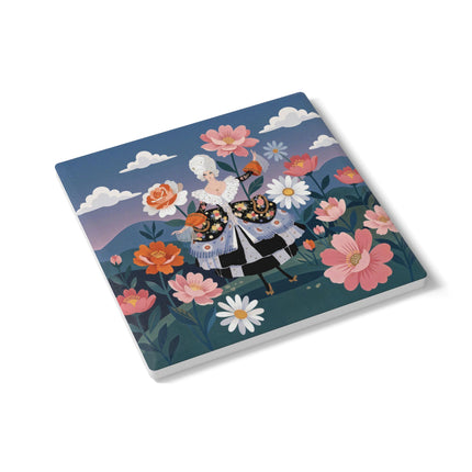 🌸🎀 The Grand Floral Promenade Ceramic Coaster – Art Deco Fashion Fantasy
