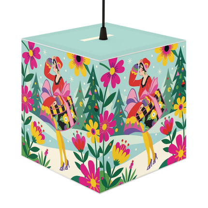 🌸🎄 Christmas In The Winter Garden Light Cube Lamp – Whimsical Holiday Fantasy