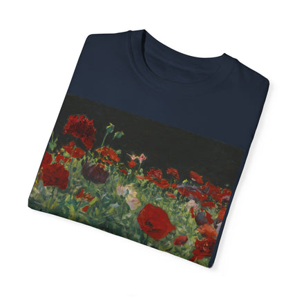 Poppies (A Study of Poppies for Carnation, Lily, Lily, Rose) by John Singer Sargent Unisex Garment-Dyed T-shirt