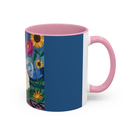The Lady Of The Golden Parasol Colorful Mugs – Art Deco Botanical Elegance
