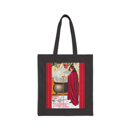 The Hallowe'en Cauldron In the Firelight's Gleam Cotton Canvas Tote Bag