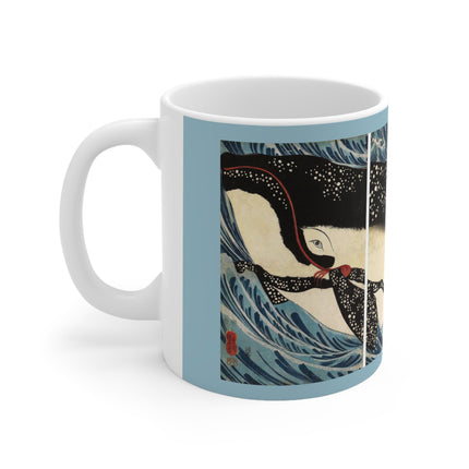 Miyamoto no Musashi Attacking the Giant Whale by Utagawa Kuniyoshi Ceramic Mug 11oz