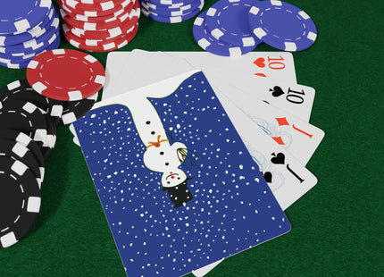 Snowman in Falling Snow Playing Cards