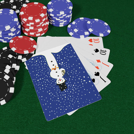 Snowman in Falling Snow Playing Cards