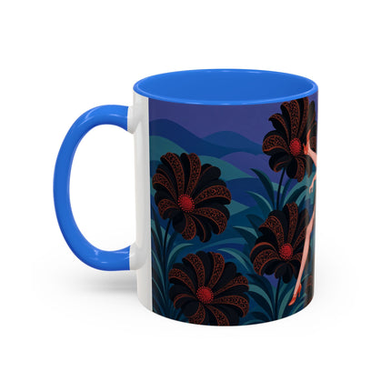 🖤🌺 The Midnight Floral Acrobat Colorful Mug – Art Deco Fashion Whimsy