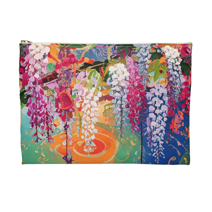 Golden Wisteria Elegance Accessory Pouch – Klimt Inspired Japanese Art Nouveau Design