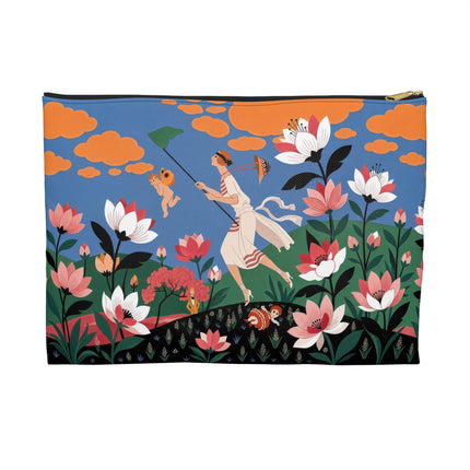 🪁🌺 The Lady Of The Flying Garden Accessory Pouch – Art Deco Floral Fantasy