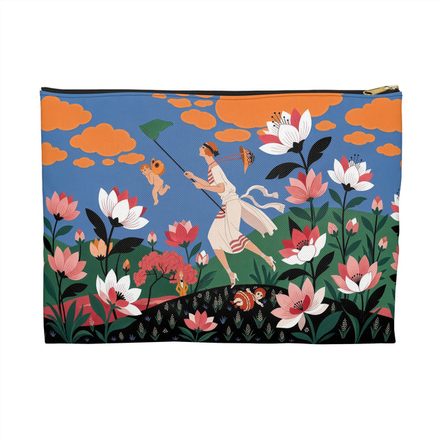 🪁🌺 The Lady Of The Flying Garden Accessory Pouch – Art Deco Floral Fantasy