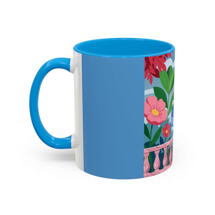 The Lady Of The Blossoming Terrace Colorful Mugs – Art Deco Floral Garden Elegance