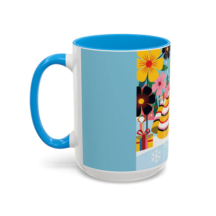 🌼🎄 The Christmas Blossom Belle Colorful Mug – Colorful Art Deco Holiday Fantasy