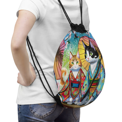 Kimono Kitties Drawstring Bag