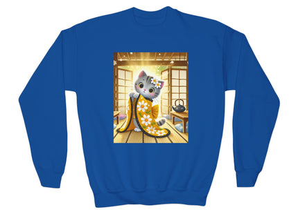 Playful Kitten in the Tea Room Youth Crewneck Sweatshirt