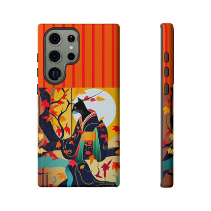 Black Cat in Kimono Phone Cases