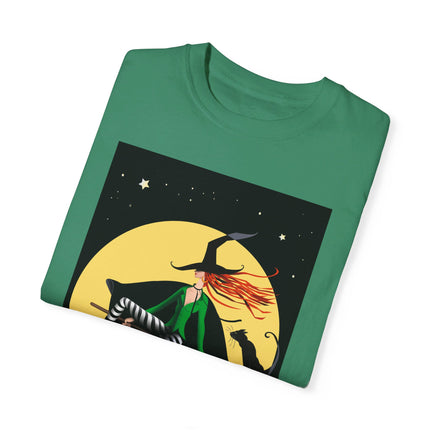 A Witch’s Moonlit Flight Unisex Garment-Dyed T-shirt
