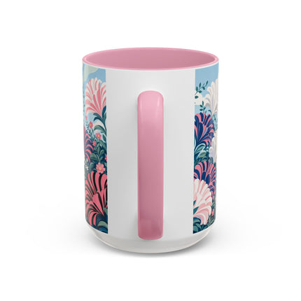 🌸🦋 The Enchanted Pink Blossom Retreat Colorful Mug – Art Deco Floral Whimsy