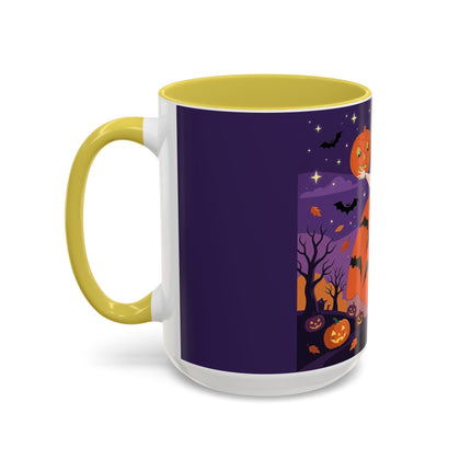 🎃🌕 The Pumpkin Moon Enchantress Colorful Mug – Elegant Halloween Masquerade