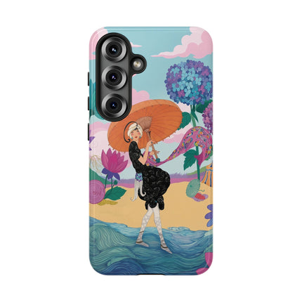 🌊☂️ The Lady Of The Flowered Seashore Phone Case – Art Deco Seaside Fashion