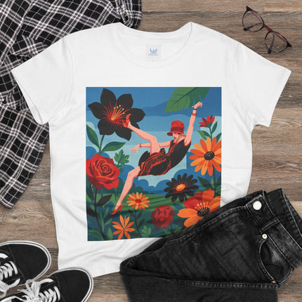 🌺✨ The Lady In The Fabulous Flowers Cotton Tee – Art Deco Floral Fantasy