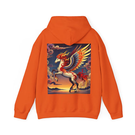 Flame-Winged Horse at Sunset – Heavy Blend™ Hooded Sweatshirt