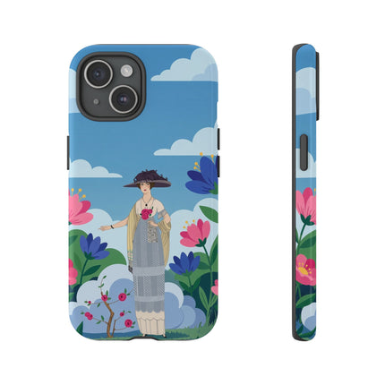 🌸🎩 The Lady Of The Grand Flower Garden Phone Case – Art Deco Fashion Illustration
