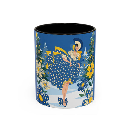 💙🌼 The Bluebell Christmas Promenade Colorful Mug – Art Deco Holiday Fantasy
