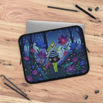 🌙🌸 The Lady Of The Firefly Garden Laptop Sleeve – Art Deco Floral Fantasy