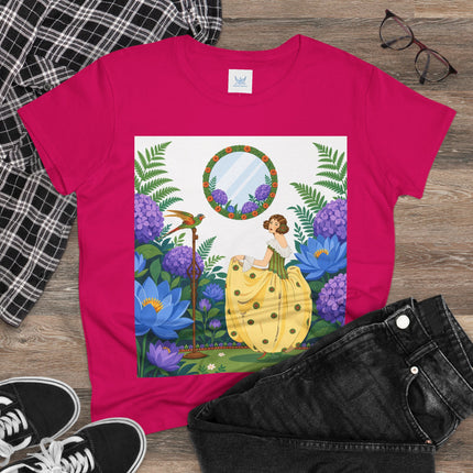 🦜🪷 The Parrot Garden Reflection Cotton Tee – Art Deco Fashion Whimsy