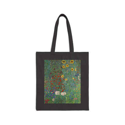 Farm Garden with Sunflowers by Gustav Klimt Cotton Canvas Tote Bag