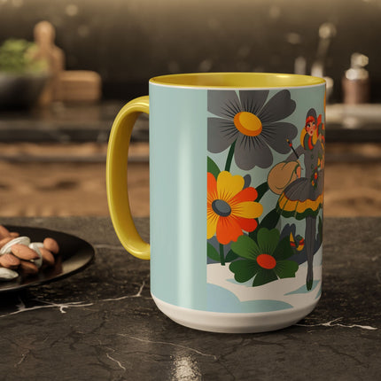 ❄️🌼 The Winter Flower Wanderer Colorful Mug – Colorful Art Deco Snow Fantasy
