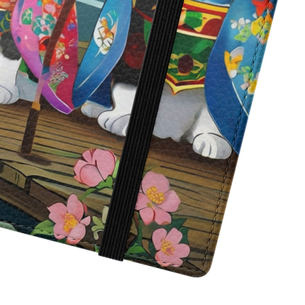🌸🐱 Kimono Kitties Flip Case – Whimsical Elegance & Storybook Charm