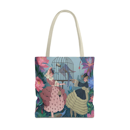 🦜🌸 The Ladies Of The Enchanted Aviary Tote Bag – Art Deco Floral Fantasy