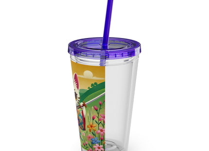 Samurai Kitten Sunsplash Tumbler with Straw, 16oz