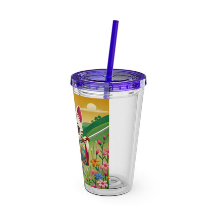 Samurai Kitten Sunsplash Tumbler with Straw, 16oz