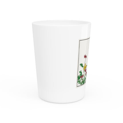 Butterflies and flower illustration by Morimoto Toko Ceramic Shot Glass