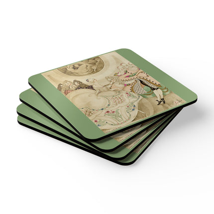 Sur talons rouges (On Red Heels) pl 01 by Gerda Wegener Corkwood Coaster Set