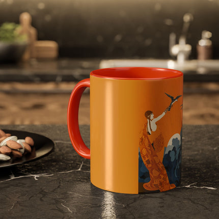 Falcon Mistress Colorful Mugs – Art Deco Majesty & Mythic Freedom