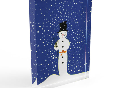 Snowman in Falling Snow Acrylic Art Block