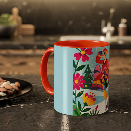 🌸🎄 Christmas In The Winter Garden Colorful Mug – Whimsical Holiday Fantasy