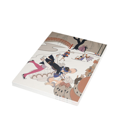 ⛸️❄️ The Grand Winter Skating Mishap Postcard Bundles – Art Deco Winter Whimsy