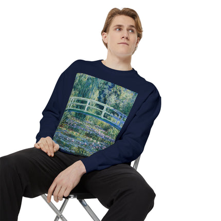 Water Lilies and Japanese Bridge by Claude Monet Unisex Garment-Dyed Sweatshirt