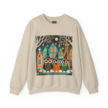 Night of the Trick-or-Treating Owlets Unisex Heavy Blend™ Crewneck Sweatshirt