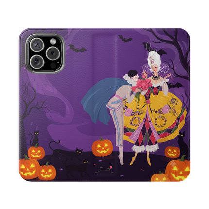 🎭🌹 The Harlequin Rose Masquerade Flip Case – Theatrical Halloween Romance