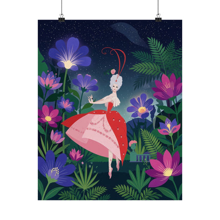 🌙🌺 The Lady Of The Midnight Flower Garden Matte Vertical Poster – Art Deco Floral Whimsy