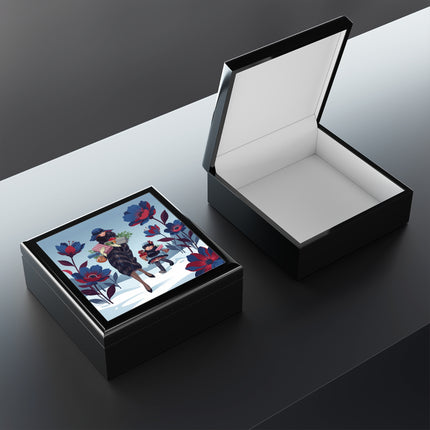 🎁🌺 The Christmas Gift Garden Stroll Jewelry Box – Art Deco Holiday Fantasy