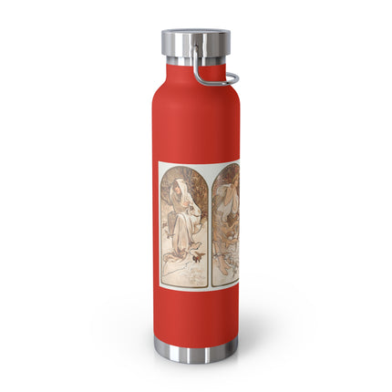 The Seasons by Alphonse Maria Mucha Copper Vacuum Insulated Bottle, 22oz
