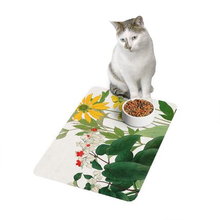 Summer Wildflower Meadow Pet Food Mat – Golden Bloom