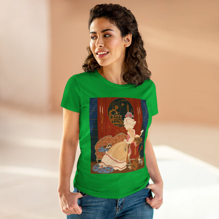 🎼🐈 The Lady Of The Midnight Salon Cotton Tee – Art Deco Fashion Illustration